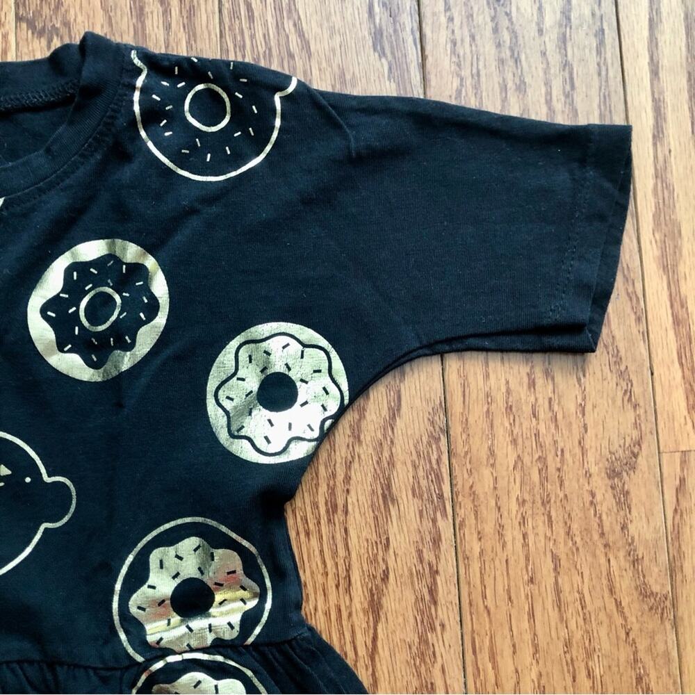 Huxbaby Lucky Lox Black and Gold Casual Cotton Knit Doughnut Dress Girl’s Size 4 - Picture 6 of 9